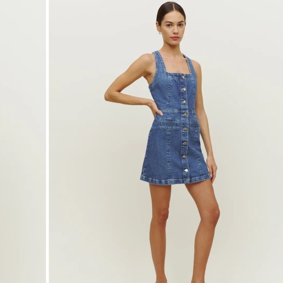 Reformation Dionne Denim Mini Dress Montana - Size 8 - Picture 1 of 3